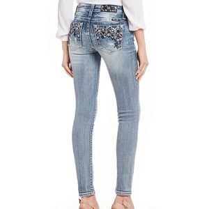 Miss Me Destructed Embellished Skinny Jeans